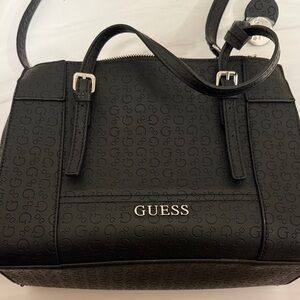 GUESS Embossed Black Satchel